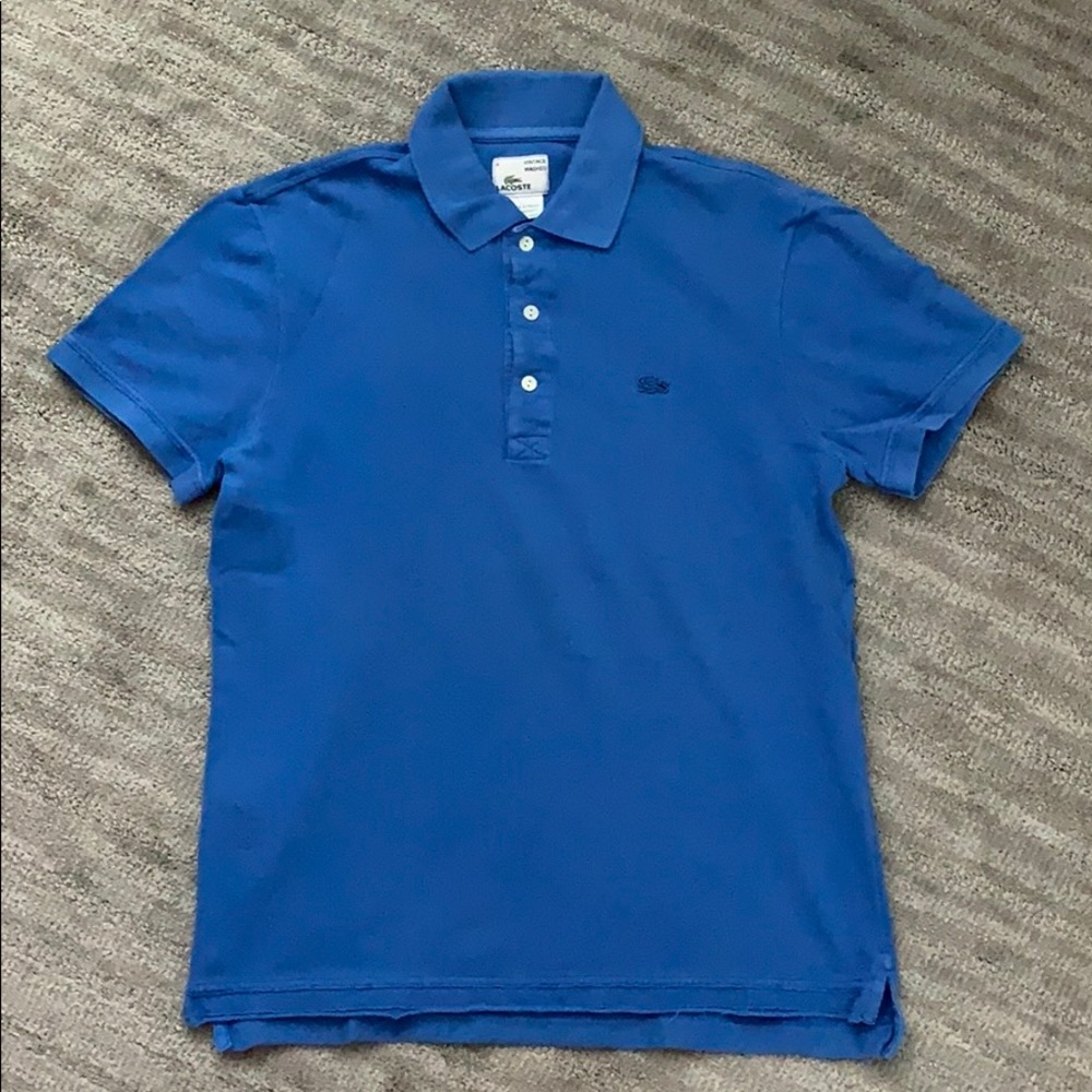 Men’s Lacoste Vintage Washed Distressed Blue Polo